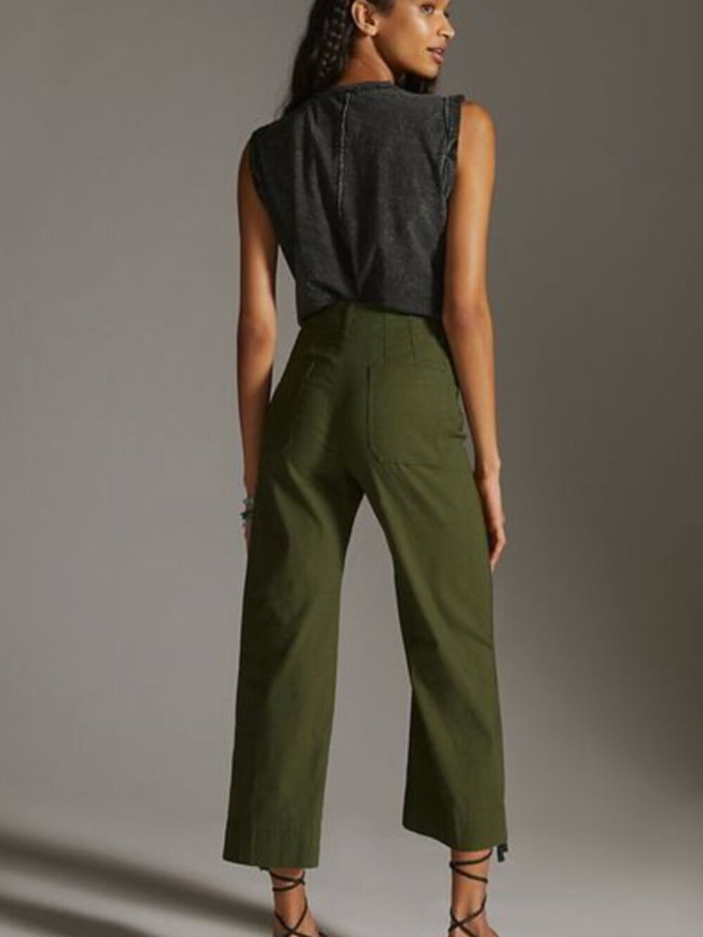 Anthropologie Maeve Colette High-Rise Wide-Leg Cropped Pants in Magic Fabric 30 - Picture 3 of 7